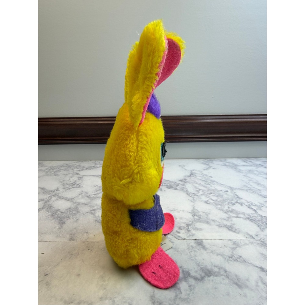 Vintage 1974 Wallace Berrie Fluffy Bunny Plush Yellow Pink Purple 9" WB 186 - Picture 9 of 13
